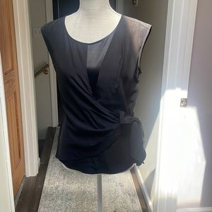 Lafayette 148 New York black sleeveless blouse size 4